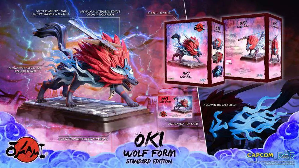 Okami: Oki (Wolf Form) – Resin Statue – ca. 35 cm