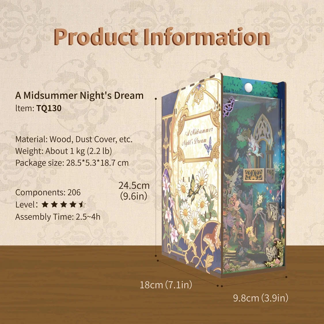 Book Nook Kit – DIY „A Midsummer Night’s Dream“ mit LED-Beleuchtung (206 Teile)