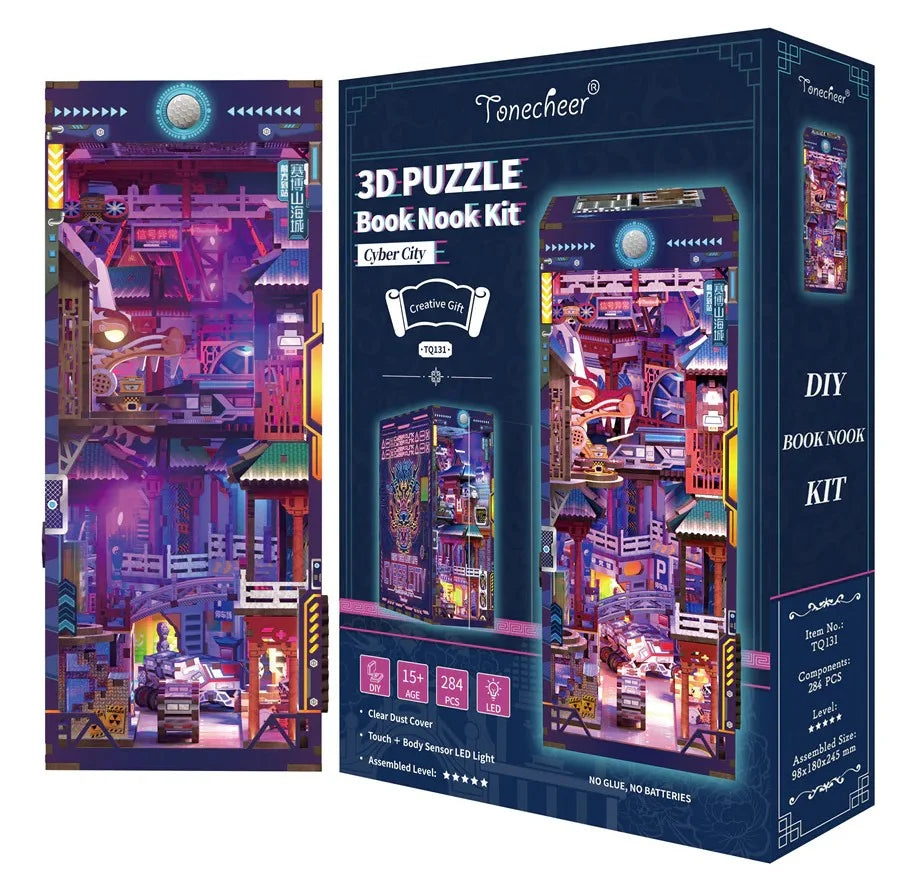 Book Nook Kit – DIY „Cyber City“ mit LED-Beleuchtung (284 Teile)