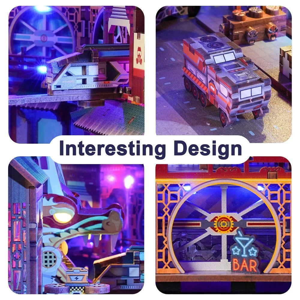 Book Nook Kit – DIY „Cyber City“ mit LED-Beleuchtung (284 Teile)