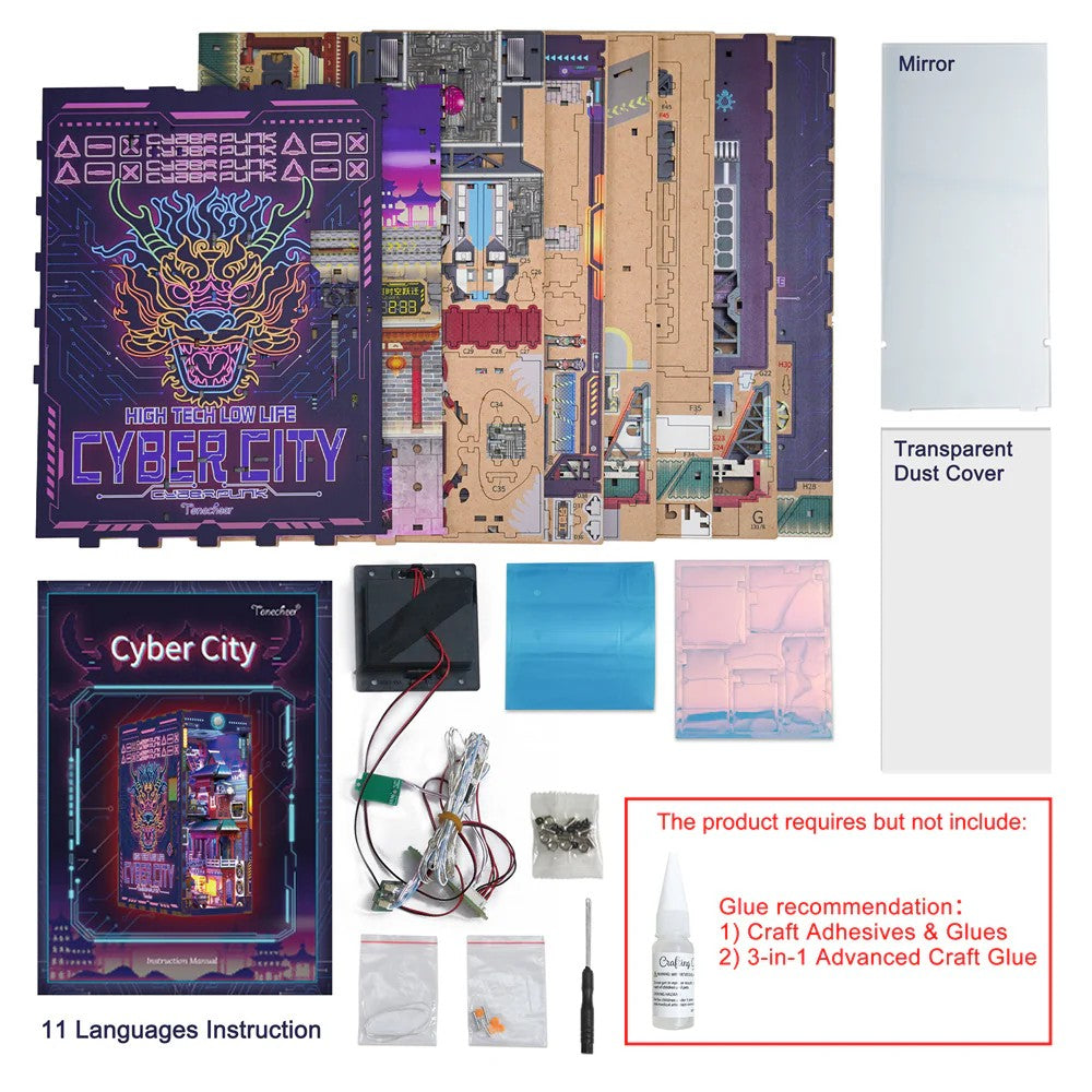 Book Nook Kit – DIY „Cyber City“ mit LED-Beleuchtung (284 Teile)