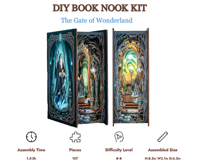Book Nook Kit – DIY „The Gate of Wonderland“ mit LED-Beleuchtung (107 Teile)