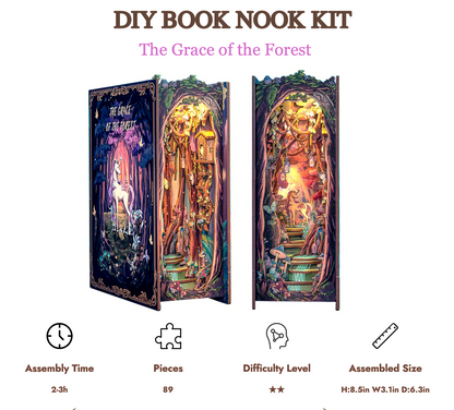 Book Nook Kit – DIY „The Grace of the Forest“ mit LED-Beleuchtung (89 Teile)