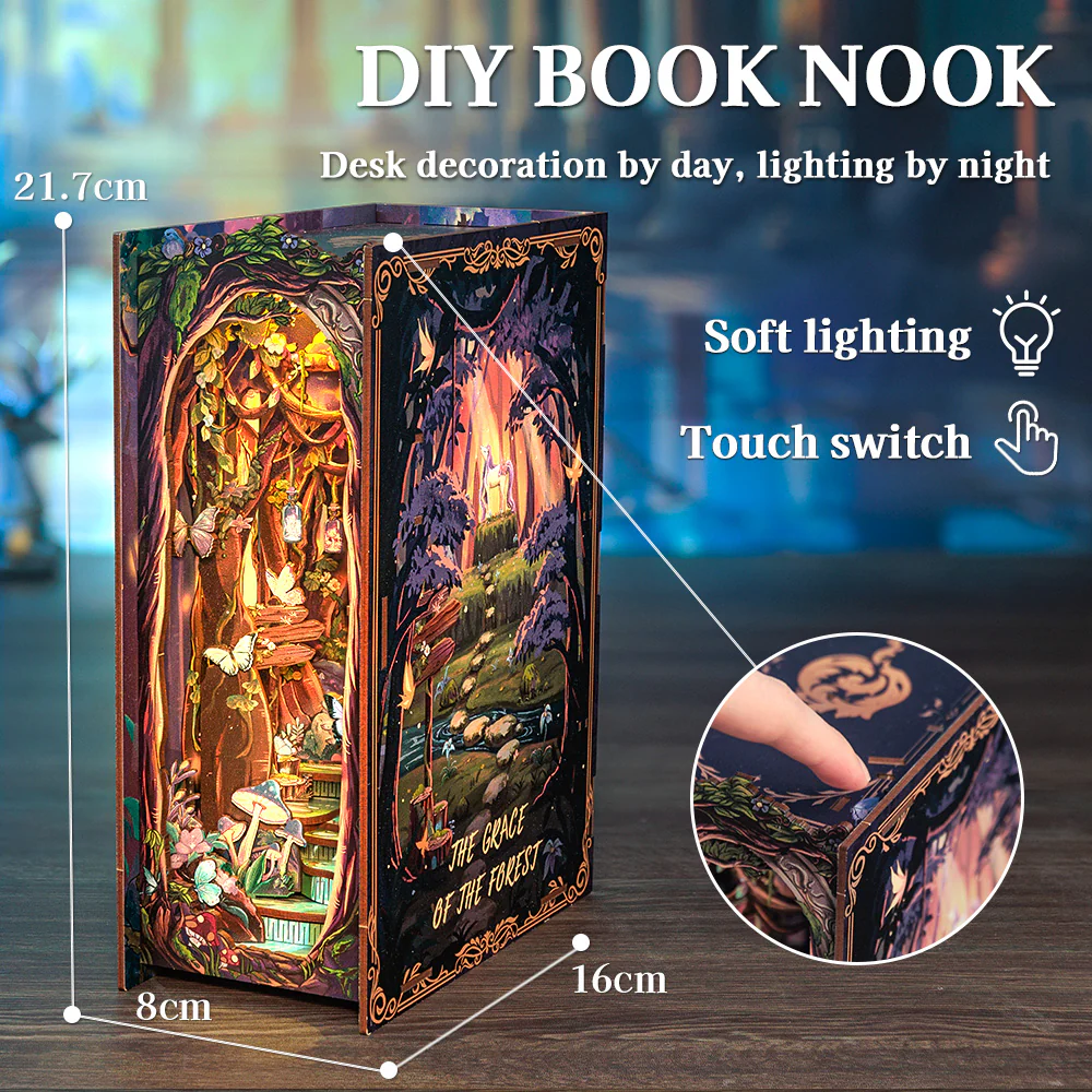 Book Nook Kit – DIY „The Grace of the Forest“ mit LED-Beleuchtung (89 Teile)