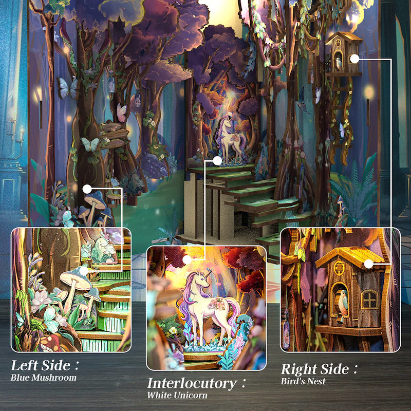 Book Nook Kit – DIY „The Grace of the Forest“ mit LED-Beleuchtung (89 Teile)