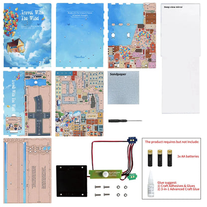 Book Nook Kit – DIY „Travel with the Wind“ mit LED-Beleuchtung (143 Teile)